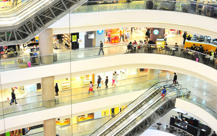 Franquia para shopping: imagem aberta dos andares de um shopping