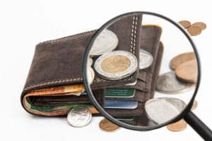 Imagem de uma carteira cheia de dinheiro e uma pula mostrando as moedas. Imagem ilustrativa texto royalties de franquias.